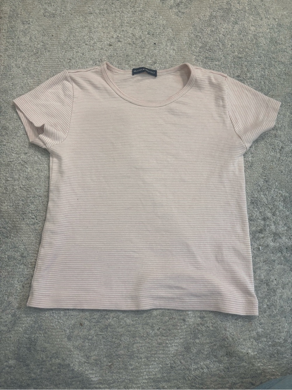 Brandy Melville Light Pink Ribbed Short Sleeve Tee